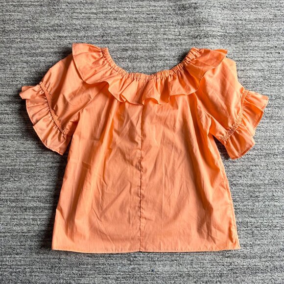Vintage Square Up 1970's Ruffle Orange Blouse Top Womens Size Small - Picture 10 of 10